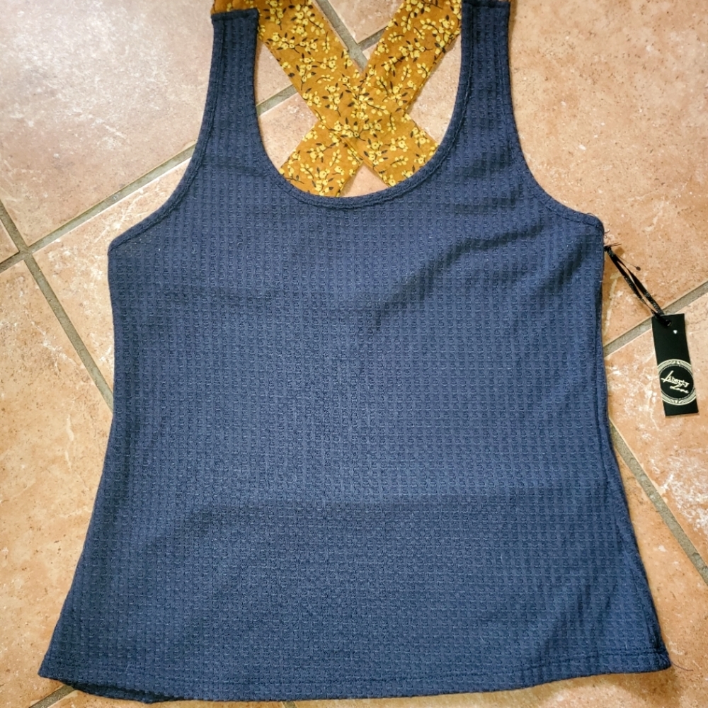 NWT Liberty Love indigo blue tank w/ floral strap